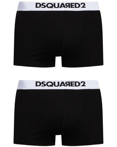 DSquared² Logo-waistband Stretch-cotton Boxers (pack Of Two) - Black