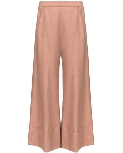 Pinko Love Birds-embroidered Washed Wide-leg Trousers - Pink