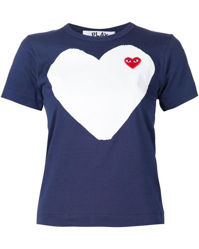 COMME DES GARÇONS PLAY Heart Print And Application T-shirt - Blue
