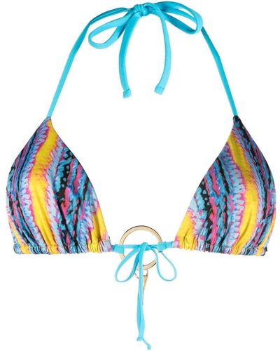 Roberto Cavalli Top bikini con logo - Blu