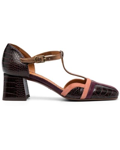 Chie Mihara Volai Colour-block 60mm Leather Pumps - Brown