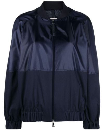 Moncler Gobie Paneled Bomber Jacket - Women's - Cotton/polyamide/polyester/spandex/elastanepolyestercottonspandex/elastane - Blue