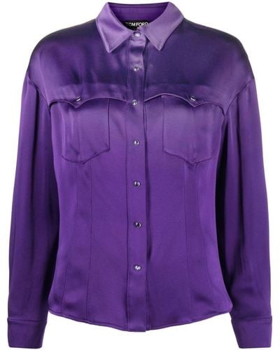 Tom Ford Western-style Satin Shirt - Purple