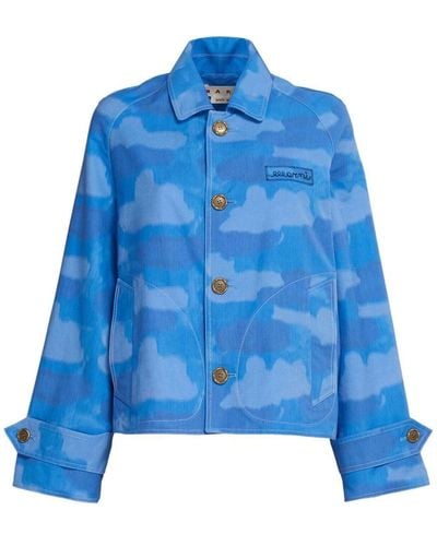 Marni Cloud-print Boxy-cut Jacket - Blue