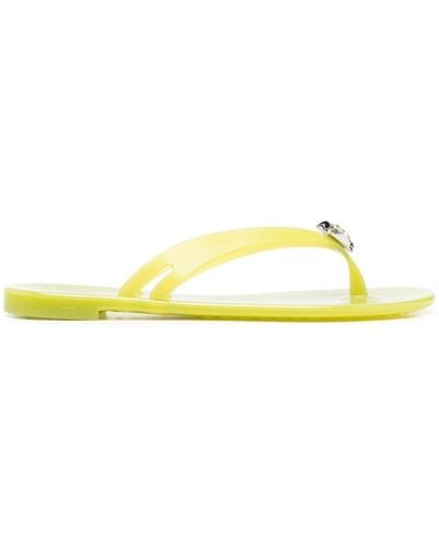 Casadei Jelly Jewelled Flip Flops - Yellow