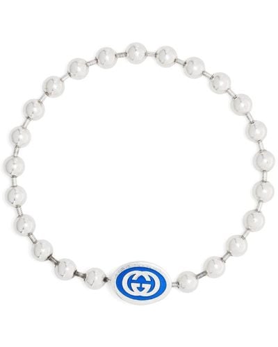 Gucci Sterling Silver Interlocking G Ball-chain Bracelet - White