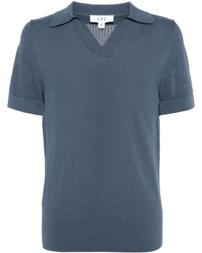 CHE Kabelgebreid Poloshirt - Blauw
