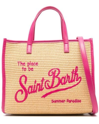 Mc2 Saint Barth Medium Vivian Straw Tote Bag - Pink