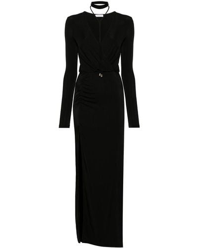 Patrizia Pepe V-neck Jersey Long Dress - Black