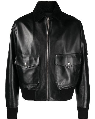 Givenchy Shearling-collar Leather Jacket - Black
