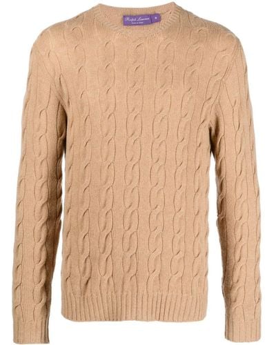 Ralph Lauren Purple Label Kaschmirpullover mit Zopfmuster - Braun