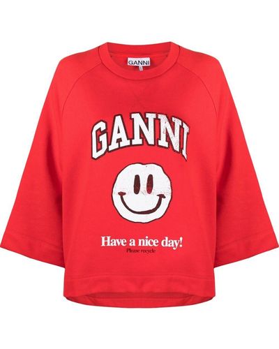 Ganni 'have A Nice Day!' Sweatshirt - Red
