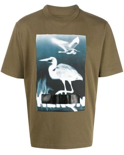 Heron Preston T-shirt en coton à imprimé graphique - Vert