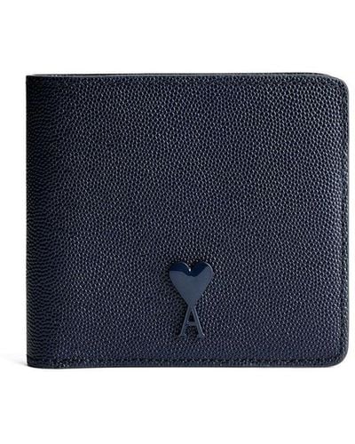 Ami Paris Logo-plaque Leather Wallet - Blue