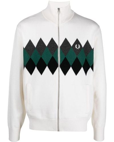 Fred Perry Cárdigan a rombos - Blanco