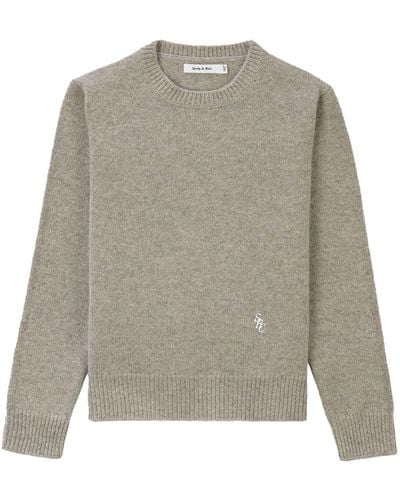 Sporty & Rich Logo-embroidered Wool Sweater - Grey