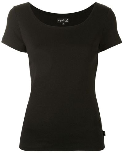 agnès b. Le Chic Scoop Neck T-shirt - Black