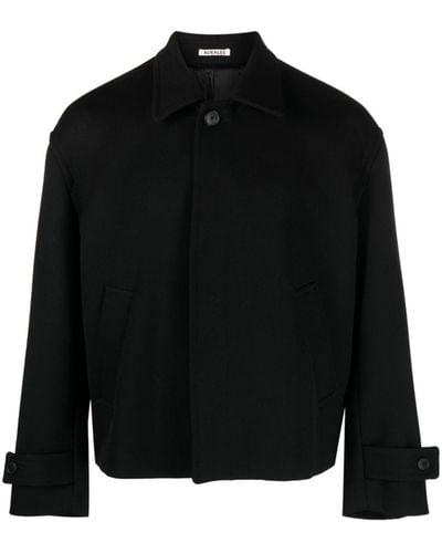 AURALEE Spread-collar Wool Jacket - Black