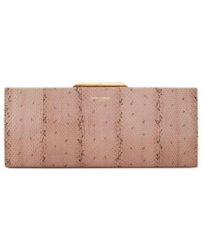 Saint Laurent Snakeskin-effect Leather Clutch Bag - Pink
