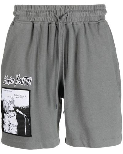Pleasures Sonic Youth Cotton Track Shorts - Grey