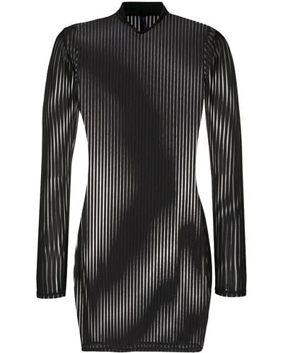 Maison Close Striped Sheer Dress - Black