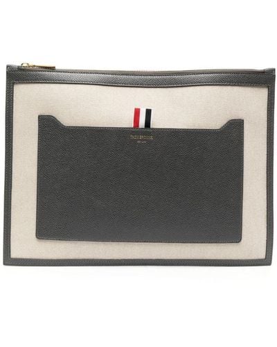 Thom Browne Two-tone Canvas Document Holder - Black