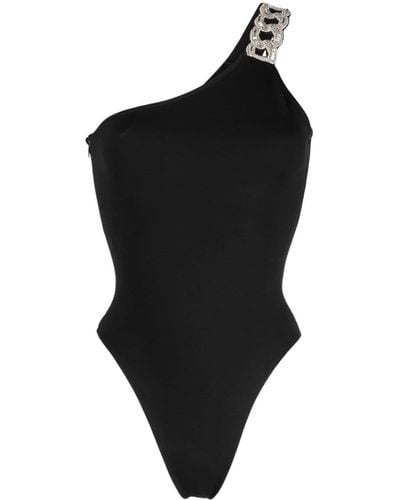 David Koma One-shoulder Chain-link Bodysuit - Black