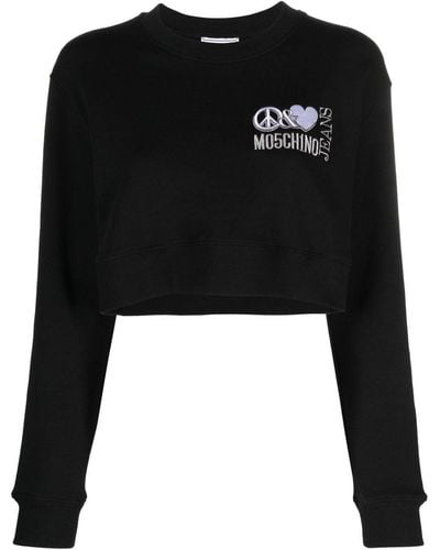 Moschino Jeans T-shirt crop à manches longues - Noir