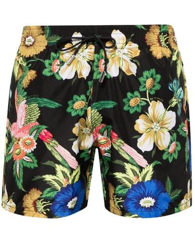 Etro Floral-print Swim Shorts - Green