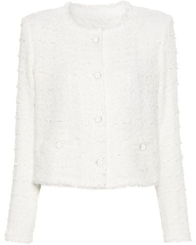 IRO Veste en tweed à simple boutonnage - Blanc