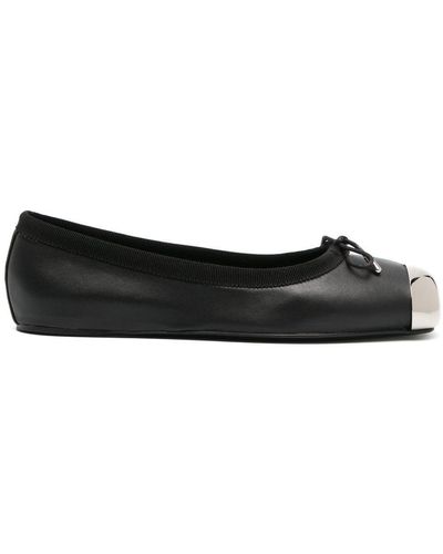 Alexander McQueen Ballerines en cuir à bout métallisé - Noir