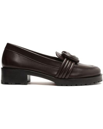 Alexandre Birman Vicky Knot-detail Leather Loafers - Brown