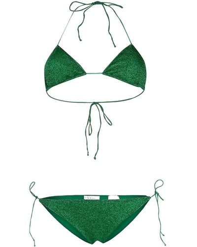 Oséree Neckholder-Bikinioberteil aus Lurex - Grün