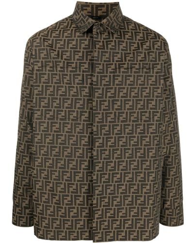 Fendi Shirtjack Met Monogram Patroon - Groen