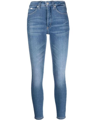 Calvin Klein Jeans crop a vita media - Blu