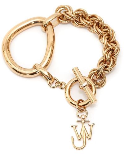 JW Anderson Bracelet en chaîne à breloque logo - Métallisé