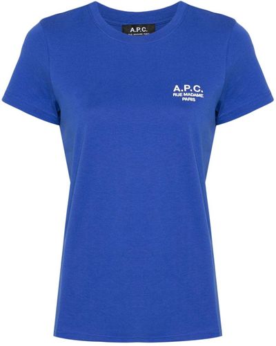 A.P.C. Embroidered-logo jersey T-shirt - Blau