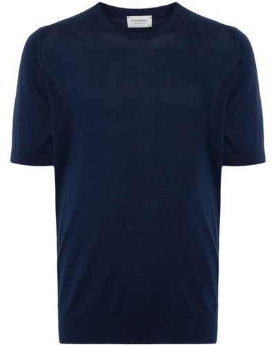 John Smedley Kempton Knitted Cotton T-shirt - Blue