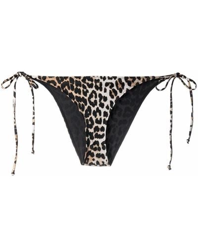 Ganni Bas de bikini à imprimé léopard - Noir