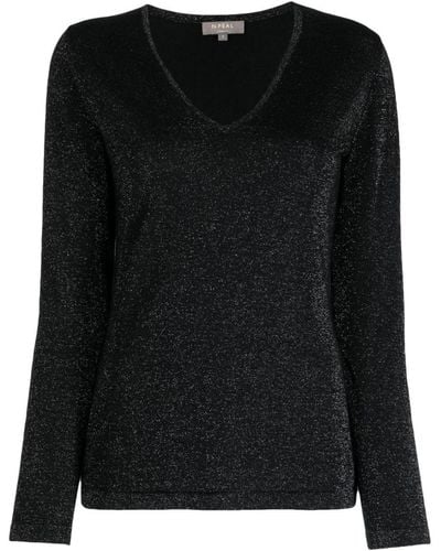 N.Peal Cashmere Lurex-detail Cashmere Sweater - Black