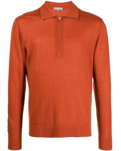N.Peal Cashmere Half-zip Long-sleeve Jumper - Orange