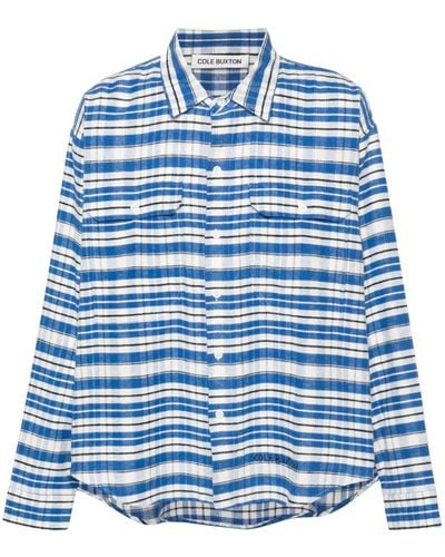 Cole Buxton Tartan Check-pattern Cotton Shirt - Blue