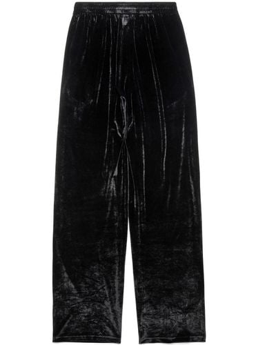 Balenciaga Velvet-effect Straight-leg Pants - Black