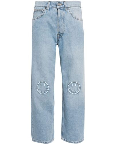 Joshua Sanders Embroidered-smiley High-rise Jeans - Blue