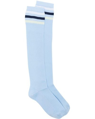 Marni Striped-edge Ribbed Knee Socks - Blue