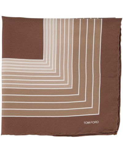 Tom Ford Striped silk pocket square - Braun