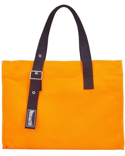 Vilebrequin Logo-patch Cotton Tote Bag - Oranje