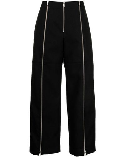 Jil Sander Zip-embellished wool wide-leg trousers - Negro