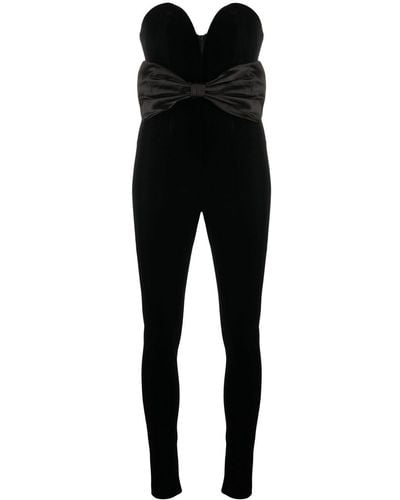 Alessandra Rich Belted Velvet Jumpsuit - Women's - Polyester/elastane/silk/viscosepolyester - Black
