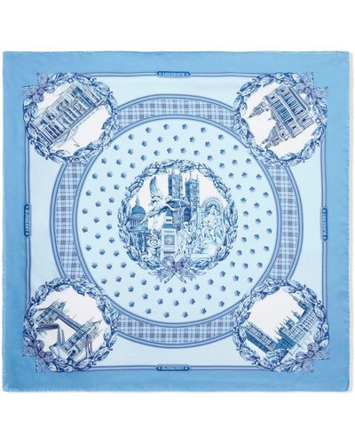 Burberry Seidenschal mit Monumente-Print - Blau